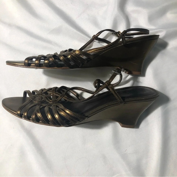 Franco Sarto Bronze Strappy Sandals with 2" Heel - Picture 2 of 13